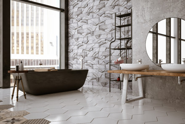 Modern bathroom with sealed ceramic tile and grout