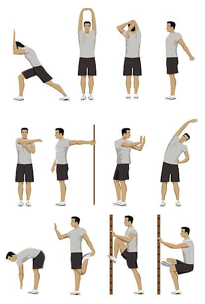Chart showing stretches that can be done to help prevent musculoskeletal disorder injury in construction related jobs